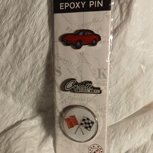 Corvette Stingray Open Road Brands Red and Black Epoxy Pin  3 Pc Set